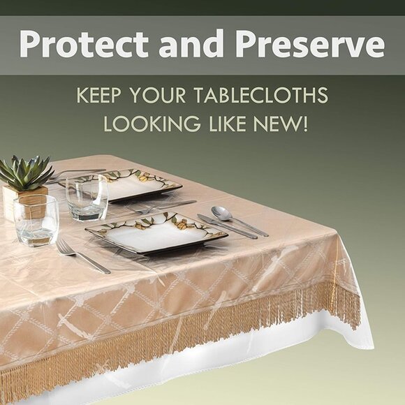 NEW Clear Plastic Tablecloth 100% Waterproof Table Protector 54" x 72" - Picture 5 of 7